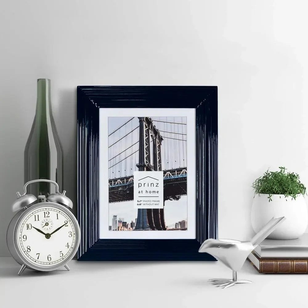 PRINZ Midtown High Gloss 5 x 7 Molded Modern‎ Picture Frame, Blue-Dark 5x7